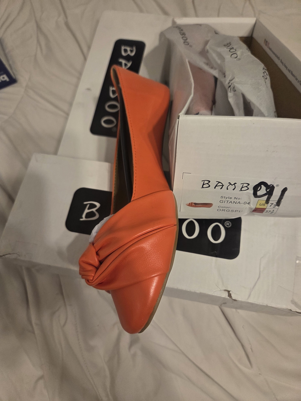 BAMBOO Orange Knot-Front Slip-On Flats - Picture 3 of 3